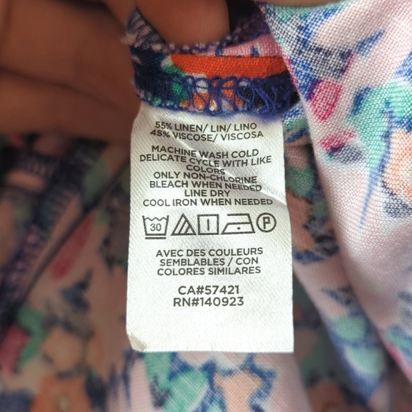 Loft Bright Daisy Linen Blend High Waisted Side Slit A-Line Midi Skirt Pink 12P - Picture 5 of 12